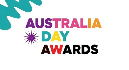 Colorful graphic design logo prominently featuring bold typography for the official australia day awards event celebration branding