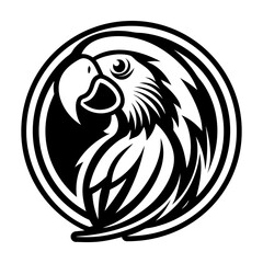 Obraz premium Glyph Style Macaw Bird Symbols