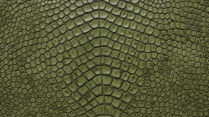 Naklejka premium Close up of green crocodile leather texture with detailed scales.