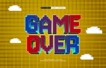 Game Over Editable Text Effect &ndash; Retro 8-Bit Arcade Text Style for Gaming Title and Poster