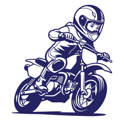 Obraz premium Silhouette illustration of a young motocross rider racing on a dirt bike isolated