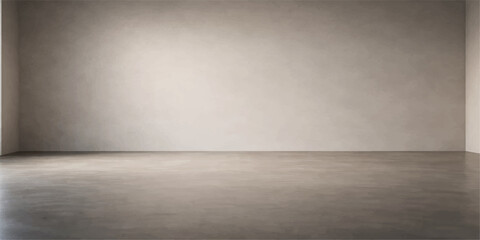 Empty room with dark concrete wall and vintage wood parquet floor creates a grunge textured interior backdrop for old stone and gray cement design © fart and poop