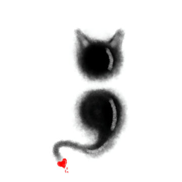 A cat-shaped semicolon illustration