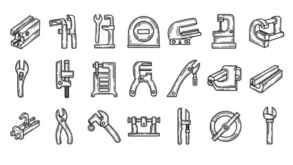 Fototapeta premium Set of various hand tools illustrations for industrial and construction