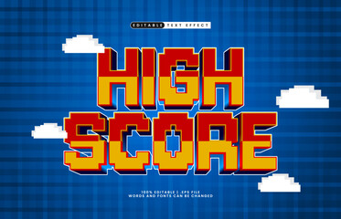 High Score Editable Text Effect &ndash; Retro 8-Bit Arcade Text Style for Gaming Title and Poster