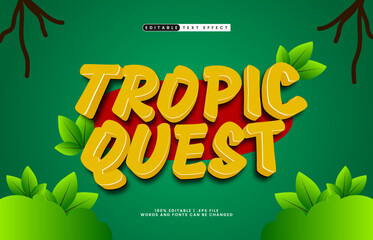 Tropic Quest Editable Text Effect &ndash; Wild Nature Bold Typography for Logo, Poster, and Title