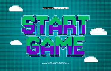 Start Game Editable Text Effect &ndash; Retro 8-Bit Arcade Text Style for Gaming Title and Poster