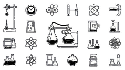 Science lab equipment illustrations laboratory tools and instruments