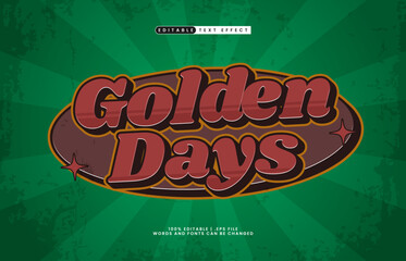 Golden DAYS Editable Text Effect &ndash; Vintage Groovy Typography Style for Poster, Logo, and Title