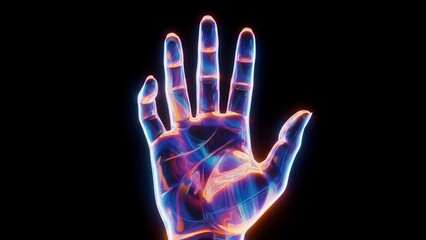 X ray image of a human hand with bones and joints visible