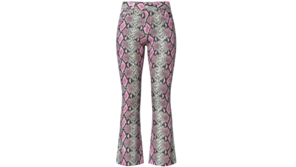 Women's Pink Snake Print Flared Jeans