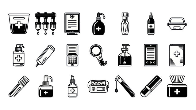 Medical icons illustrated set of health and healthcare related symbols
