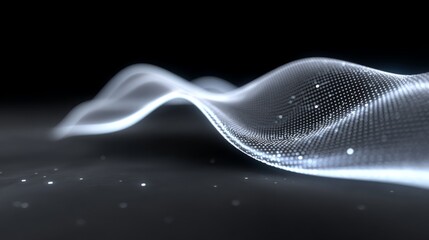 Abstract 3D Wireframe Wave with Particles