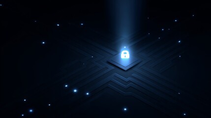 Abstract Tech Security Lock Symbol with Blue Light