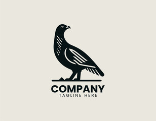 Obraz premium Black Billed Capercaillie Bird Black Vector Logo Illustration