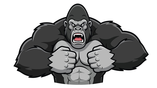 Cartoon Gorilla Mascot with Aggressive Expression