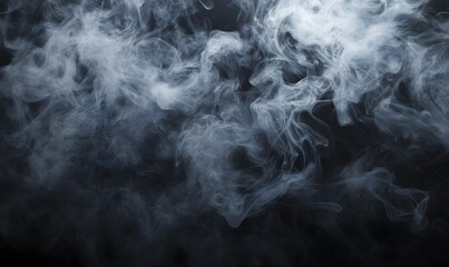 White smoke swirling on dark background mist vapor