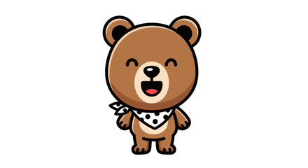 Obraz premium Cartoon bear smiling on white background