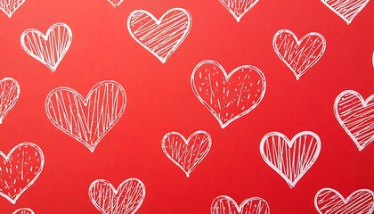 Pattern of hand-sketched hearts on red background for wrapping paper, Valentine's Day celebration, created with generative ai