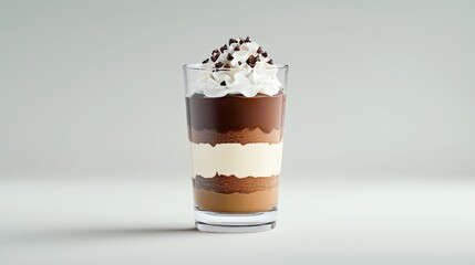 3D mocha mousse parfait layered with chocolate and coffee-flavored cream: A meticulously crafted 3D dessert showcasing a parfait glass with alternating layers of mocha mousse, chocolate ganache, and