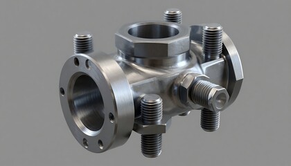 Mechanical flange assembly featuring heavy duty bolts, created with generative ai