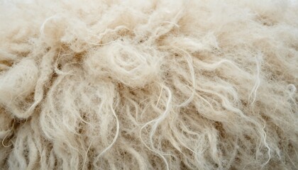 White wool surface, textile background for design or editorial use, natural sheep wool, detailed close-up of soft fur, beige hue, World Wool Day , created with generative ai