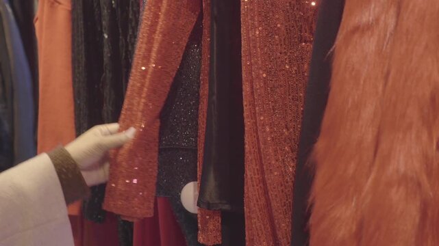 Exploring colorful clothing styles in a local store