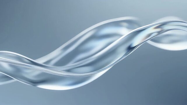 Macro view of transparent fluid flowing smoothly in laminar motion, clean abstract cinematic background ideal for science, technology, medical, luxury, and modern corporate visuals.