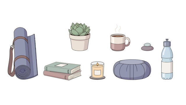 Curated collection of self-care and relaxation items for a peaceful home sanctuary, embracing a balanced and mindful lifestyle with wellness essentials