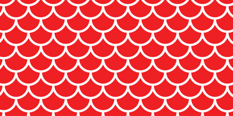 simple white fish scale pattern on red for banner poster background. © kowsar