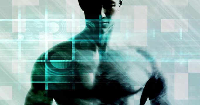 Digital Blueprint Showcasing Human Technology And Consciousness Intertwined Seamlessly Together