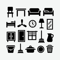 Black and white vector icon set 6.eps