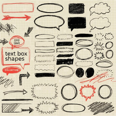 vector set of hand drawn speech bubbles Crayon Drawn Text Box Collection &ndash; Hand Sketch Rectangle and Round Shapes Vector Ink