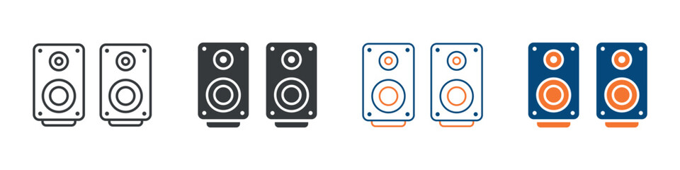 Speaker Box Icon Set Multiple Style Collection 