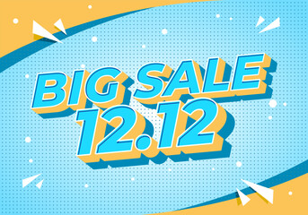 Promotional graphic with Big Sale 12.12 text in bold  and colorful design.
