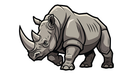 Fototapeta premium Cartoon Rhino Illustration: Powerful and Endangered