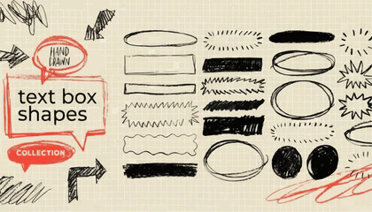 set of vintage labels Crayon Drawn Text Box Collection &ndash; Hand Sketch Rectangle and Round Shapes Vector Ink