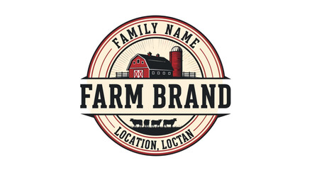 Obraz premium Farm Brand Logo with Barn and Silo.
