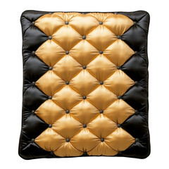 Obraz premium Ornate cushion black and gold button-tufted diamond stitch elegance isolated on white background