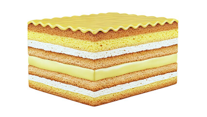 Fototapeta premium Layered Cake Slice with Yellow Icing