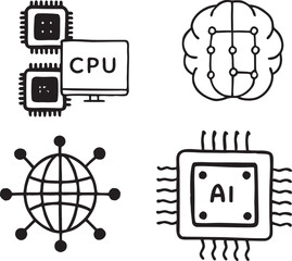 set of vector icons for computer