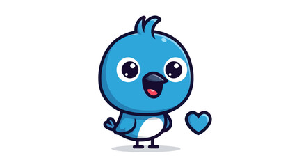 Obraz premium Cartoon bird smiling with heart icon