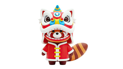 Red Panda in Lion Dance Costume