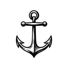 Classic black anchor illustration on white background