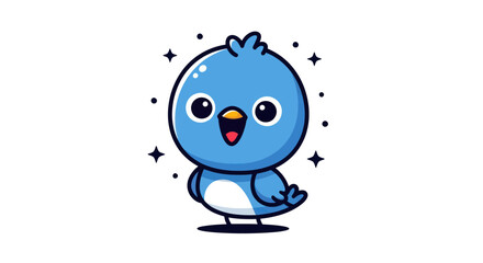 Cartoon blue bird illustration on white