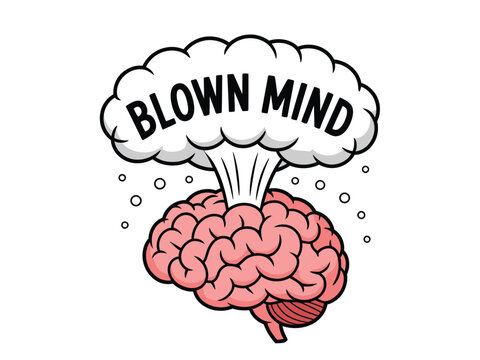 Blown mind concept with brain illustration