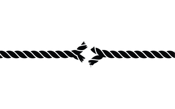 Broken rope illustration on white background