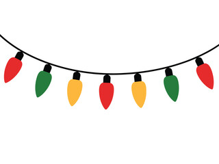 Colorful christmas light bulbs hanging on a string