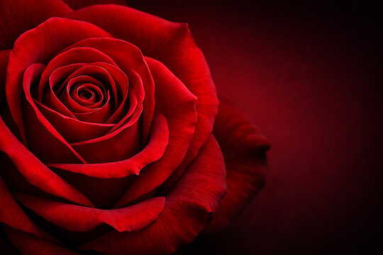 close up portrait of single red rose flower with deep shadows on dark background for elegant floral greeting card during the national rose day
