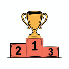 Trophy on podium celebrating achievement and success